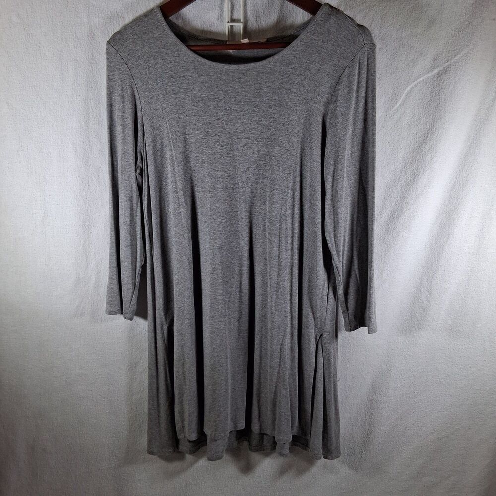 Philosophy Republic Clothing Gray Swing Tunic Top Medium 3/4 Sleeve Soft Knit M